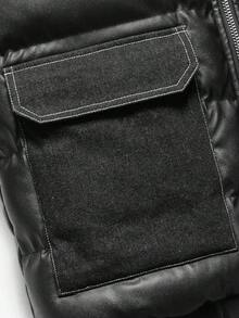 Men's Winter Long Sleeve Padded Coat, Suitable For Daily Commute, Vacation, Gift Giving - Black - View 8