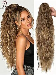 30 Inch Long Wavy Half-Up Hairstyle, Multi-Layer Synthetic Heat-Resistant Wig, Wavy Heat-Resistant Fiber Wig, 4 Curly Braids. Black And Brown Long Hair Accessories, Suitable For Party And Daily Styling, Suitable For All Women., Halloween - Multicolor - View 15