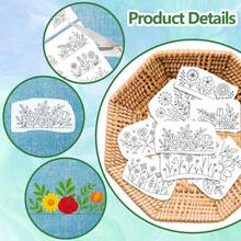 Water-Soluble Embroidery Stabilizer Patch Paper, Multiple Curved Spring Floral Borders, Mixed Roses, Sunflowers, Daisies And Green Leaves Washable Transfer Patterns, Suitable For Adult Embroidery Enthusiasts - A090 - View 7