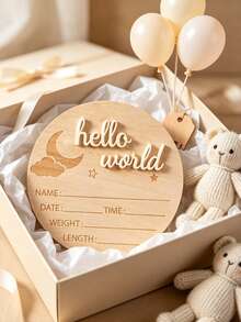 1pc Wooden Birth Announcement Sign, Creative Commemorative Plaque, Wooden Name Card, Name Announcement Board, Natural Wood Decoration, Baby Shower Gift, Suitable For New Parents And Teen Shower, Gift For Expectant Mother, Welcome Baby Gift, Newborn Welcome Sign, Photography Prop, Baptism Gift, Baby Gift Choice - Multicolor - View 7