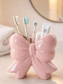 1pc Bow Design Toothbrush & Toothpaste Holder, Bathroom Sink Countertop Storage Rack, For Home Daily Use - Multicolor 1 - View 7