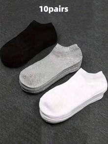 1/5/10/15/20 Pairs Unisex Invisible Socks, Low-Cut Breathable Solid Color Sweat-Absorbing Casual Sports Short Socks, Family Multi-Pack, Christmas Gift - Multicolor - View 24