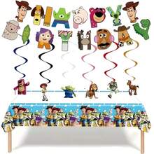 BUTTBILL Decorative Hanging Ornaments Toy Cowboy Theme Birthday Banner Hanging Swirl Tablecloth Decoration Set Birthday Party Decor - Multicolor - View 8