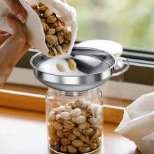 Stainless Steel Wide Mouth Funnel With Detachable Filter Screen, Home Kitchen Dispensing And Filling Funnel, Can Filter Juice, Oil, Jam, Large Diameter Design Convenient For Pouring Granular Ingredients, Compatible With Mason Jars, Glass Bottles And Various Containers, Stainless Steel Material Corrosion-Resistant, With Hanging Handle For Easy Storage, Detachable Filter Screen Can Filter Fruit Pulp And Impurities, Filling Sauces, Honey, Oil, Juice Without Spilling, Easy To Disassemble And Wash Without Residue, Practical Tool For Home Kitchen Dispensing, Pickling, Brewing, Juicing, Kitchen Liquid And Solid Dispensing And Filtering Auxiliary Cookware - Multicolor - View 12