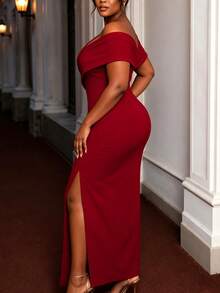 AOMEI Elegant Charming Women's Red V-Neck Puff Sleeve Slim Fit Bodycon Dress For Birthday Party,Wedding Guest, Formal Dinner Fall - Red - View 4