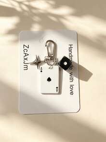 1pc Unisex New Creative Cartoon Dice Keychain Acrylic Poker Pendant Fashion Personalized Bag Charm - Multicolor - View 6