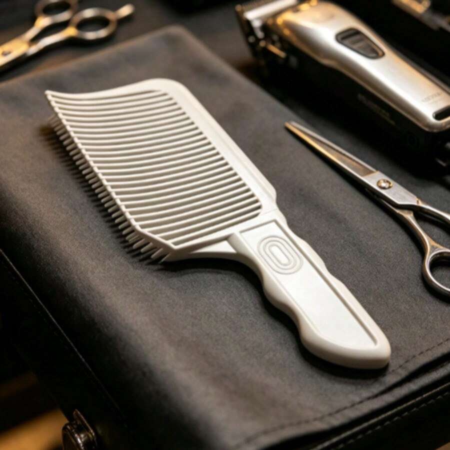 Salon Barber Hair Cutting Position Comb, Ergonomic Handle Flat Top Styling Comb For Men Hair Trimming - Light Grey - View 1