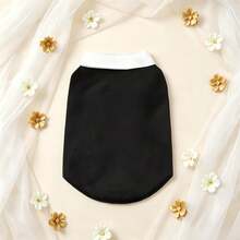 1pc Pet Dog Suit Tuxedo, Gentleman Style With Sleeves, Bow Tie Decor, Non-Stretch Fabric, Please Choose One Size Up, Suitable For Small/Medium Dogs And Cats, Pet Wedding And Garden Party Use, Top Choice For Pet Wedding Gift - Black - View 5