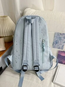 可愛蝴蝶結後背包，適合青少年女孩，柔軟耐皺尼龍學生書包，多款馬卡龍色可選，休閒日常旅行日用背包 - 彩色 - 查看 5