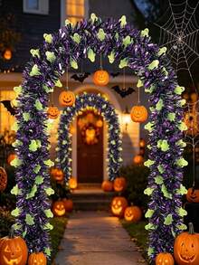 6pcs Halloween Ribbon Sequin Garland Glitter Strip, Purple Ghost DIY Halloween Wreath Door Hanging Decoration, Indoor Outdoor Yard Halloween Decor, Halloween Metallic Sequin Tassel, Halloween Decoration - M - View 8