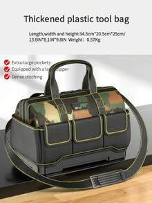 [Heavy Duty Tool Bag]ODIS ELECTRIC 14-Inch, 17-Inch, 19-Inch Heavy Duty Waterproof Tool Bag - Multiple Compartments, Camouflage Oxford Cloth Storage Bag, Wide Opening And Shoulder Strap, Durable Electrician Tool Case, Suitable For Power Tools And Hand Tools - Camouflage Tool Bag With Plastic Base (14-inch) - View 5