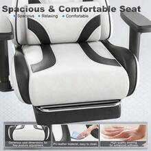 Devoko Gunji Massage Video Game Chair For Adults With Footrest, PU Leather Computer Desk Chair, Adjustable Backrest, High Back Support, Home Office Chair With Headrest And Lumbar Support - White - View 3