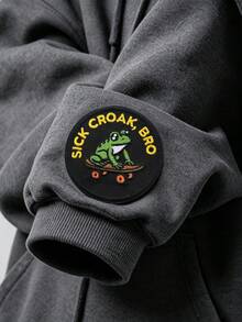 1件滑板青蛙圖案刺繡貼布 -「Sick Croak」刺繡燙貼貼布 - 龐克青蛙設計，適用於帽子、背包、狗胸帶、軍用背心、健身包、頭盔、DIY禮物 - 圓形 - 查看 8