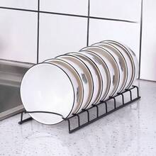 1pc Kitchen Dish Drainer Rack, Plate Storage Tray, Pot Lid Organizer, Home Kitchen Utensil Storage Tool - Multicolor - View 5