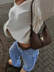 Joy Knit Women's Sweater Autumn/Winter Fashion New Style - Basic Tops - Minimalist Casual Fashion Versatile - Solid Color Rolled Hem Deep White - White - View 2