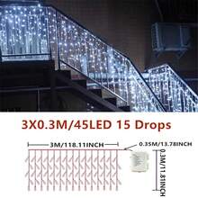 Battery Box Christmas Icicle Lights - LED String Lights With 8 Modes, Perfect For Outdoor Holiday Decor, Garden, Patio And Halloween, Christmas Decoration, Suitable For Christmas, Wedding, Bar, Cafe Salon And Store Display - Battery-powered Fairy Lights - View 14