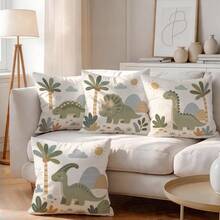 Childhood Dinosaur Tree Pattern Pillowcase, No Insert, Single-Sided Print Pillowcase, Suitable For Living Room Bedroom Home Decor, All-Season Pillowcase - Multicolor - View 1