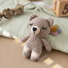Handmade Crochet Baby Soothing Toy Bib, Mother And Baby Gift, Baby Keepsake Gift, Easter Gift, Children's Bedding Suitable For Babies 0+ - Light Brown Sleeping Bear - View 5