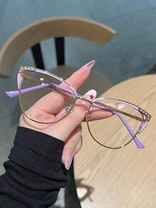 1PC Women's New High Definition Rhinestone Cat Eye Reading Glasses, Versatile Casual Daily Use For Computer, Reading, Gaming, Available In 100, 150, 200, 250, 300, 350, 400 Degrees - Transparent - View 4