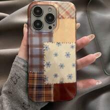 1pc New Autumn Patchwork Floral Illustration Glacier Pattern Compatible With IPhone 17 Pro Max/17 Pro/17/16 Pro/16/16 Pro Max/15 Pro/15 Pro Max/14 Pro/14 Pro Max/14/13 Pro Max/13 Pro/13/12 Pro Max/11 Shockproof IMD Process Phone Case Protective Cover Unique Design Smooth Texture Popular Holiday Birthday Gift - Multicolor - View 2
