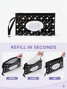 Reusable Wet Wipe Bag, Wet Wipe Box, Portable Refillable Wet Wipe Storage Box/Travel Wet Wipe Bag; Featuring Zipper Seal And Secure Snap Lid Design, Easy To Refill And Dispense, With Wrist Strap. - Lightweight, Sealed Dry, Washable Travel Wet Wipe Storage Box And Packaging Box - Multicolor - View 4