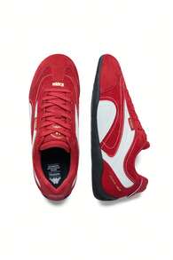 Kappa Women's Red Thin Sole Racing Shoes, Suede Patchwork Low-Top Commuter Retro Casual Sports Shoes - Red - View 4
