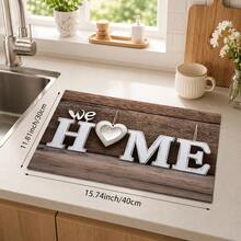 1 pieza Tapete de mesa HOME con patrón de grano de madera en forma de corazón, almohadilla rectangular de tela estilo rústico vintage, textura de tablón de madera falsa marrón con detalle de impresión de letras, protector de escritorio a prueba de polvo y resistente a manchas, adecuado para la parte superior de la lavadora, cuarto de lavandería, baño, área de almacenamiento del hogar, decoración diaria, todas las estaciones - Multicolor - Ver 12