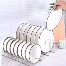 1pc Kitchen Dish Drainer Rack, Plate Storage Tray, Pot Lid Organizer, Home Kitchen Utensil Storage Tool - Multicolor - View 4