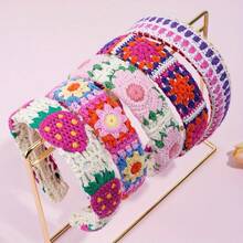 Bohemian Style Floral Knitted Headband - Women's Cute Fashion Hair Accessory, Suitable For Vacation, Holiday, Party Outfit Headpiece Hair Hoop - Multicolor - View 11