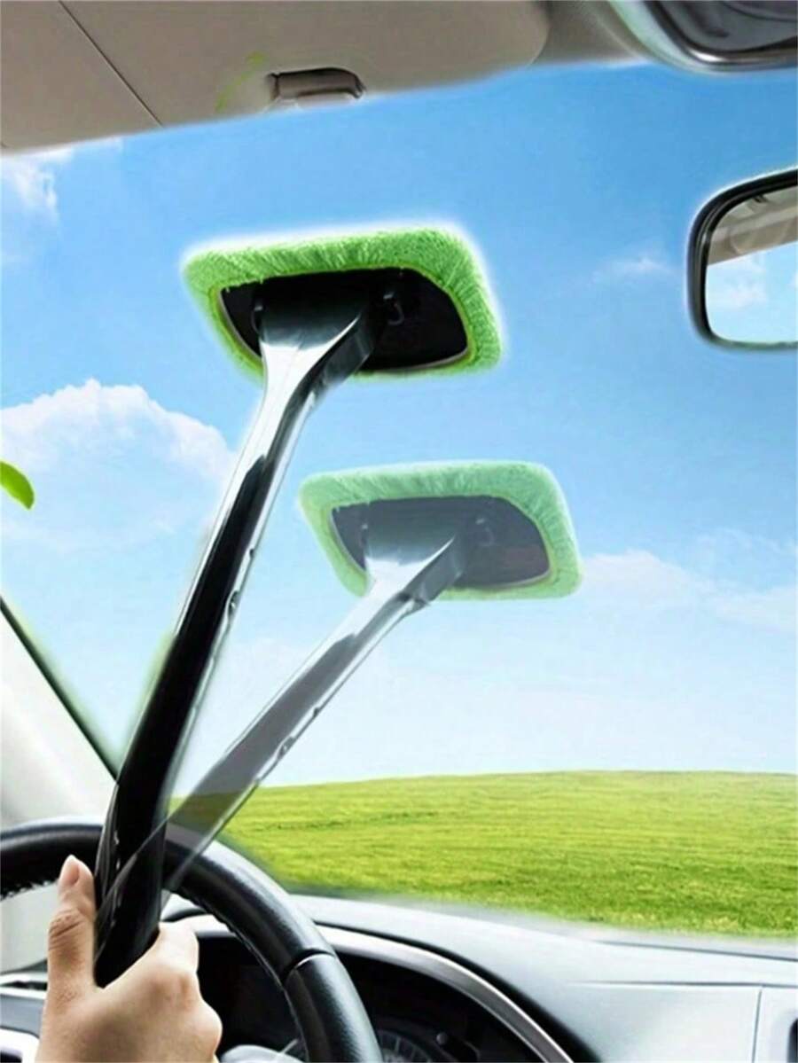 2-In-1 Windshield Squeegee Set, Replaceable Brush Head, Anti-Fog Squeegee And Dusting Tool, Suitable For Keeping Car Windows Clear And Clean, Applicable For Car Washing And Glass Cleaning