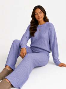 Women Two-Piece Outfits - Lilac Purple - View 3