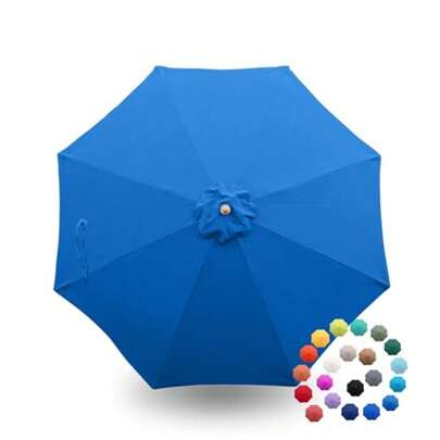 - 9ft Market Patio Umbrella Replacement Canopy - 8 Ribs Top Canvas - Olefin UV Protective And Water Resistant Umbrella Fabric - Premium Quality Replacement Canopy Cover ONLY Capri Blue