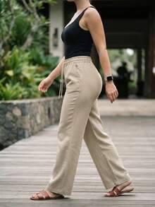 Women Pants - Beige - View 2