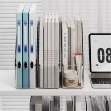 1-2pcs Transparent Acrylic Bookends/Book Storage Rack, File Organizer, Large Capacity Office Document/A4 Paper Desktop Storage Rack, Office Supplies Accessories, Desktop Organizer, Back To School Supplies, Suitable For Home, Study, School And Office - Multicolor - View 9