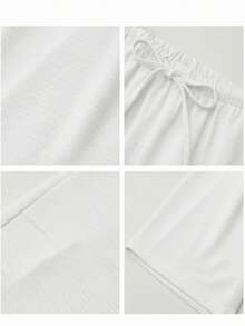 2pcs Women's 7/8 Wide Leg Pants, Summer New Elastic Waist Drawstring Breathable Slouchy Loose Casual Pants, Suitable For Daily Wear - Multicolor - View 5