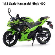 Burago Model Motor Die-Cast Paduan Aluminium Kawasaki Ninja 400 Skala 1:12 (Hijau/Merah), Dekorasi Meja Kreatif dengan Dudukan Pajangan, Hadiah - MultiWarna - View 13