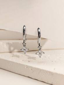 1 Pair Clover Earrings, Fashionable Luxury Elegant Style Delicate Earrings, Suitable For Daily Wear - Platinum - View 11