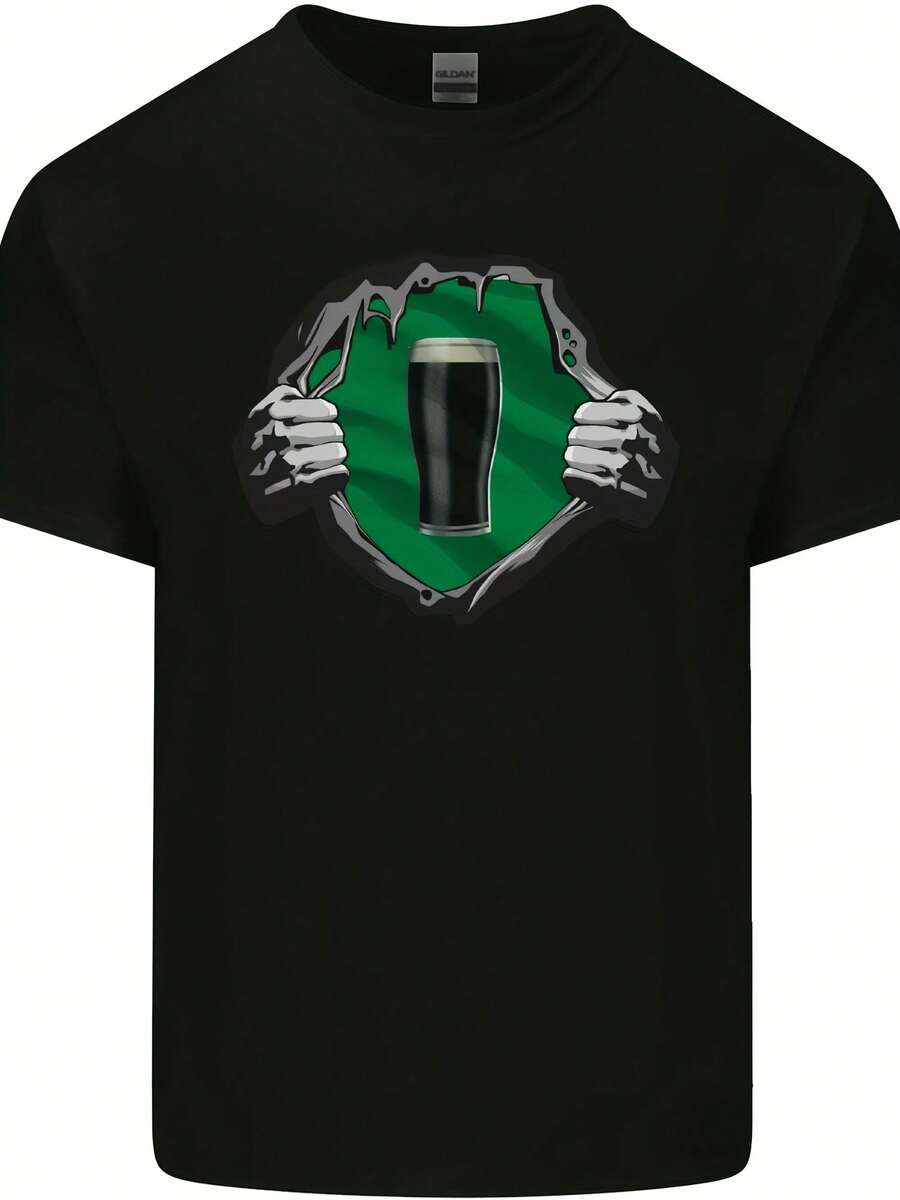 Guiness Ripped Top Funny Alcohol Beer Mens Cotton T-Shirt Tee Top - 款式 - 查看 1