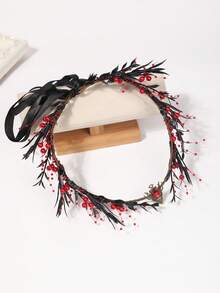 1pc Halloween Dark Festival Exaggerated New Style Vintage Artificial Flower Wreath With Forehead Pendant Headpiece Decoration - 58949 - View 7
