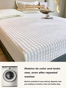 1pc Autumn/Winter Bubble Fleece Thickened Single Fitted Sheet, Instant Warmth Plush Mattress Protector, Wrinkle-Resistant, Easy Removal, Machine Washable, Multiple Sizes, Bedroom Guest Room Home Decor Bed Cover - Bubble Elegant White - View 9