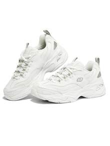 Skechers Women's Thick-Sole Mesh Sneakers Lightweight Height-Increasing Non-Slip Daily Commuting Casual Sports Shoes Dad Shoes Panda Shoes - White - View 1