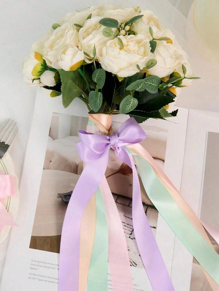 Multi-Color Matte Satin Ribbon, Gift Decoration Tape, Suitable For Bouquet Binding, Holiday Gifts, Wedding, Handmade, Baking, Christmas Decoration, Halloween (Random Color) - Multiple Styles - View 1