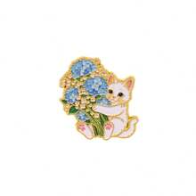 Cute Kitten Holding Flower Bouquet Lapel Enamel Pins And Brooches Badge Pins For Backpacks Bags Backpack Cool Decoration Friend For Gifts - Multicolor - View 12