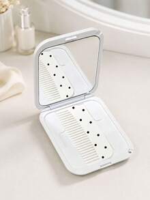 Cermin Rias Lipat Mini Portabel Motif Polkadot Baru dengan Sisir, Putih dengan Desain Tempat Sisir, Dihiasi dengan Pola Polkadot; Cocok untuk Perjalanan dan Penggunaan Sehari-hari; Cermin Rias Lipat Meja Persegi Panjang Gaya Minimalis, Perlengkapan Penting untuk Kembali ke Sekolah, Musim Kembali ke Sekolah, Hadiah untuk Teman, Keluarga, dan Guru - MultiWarna - View 5