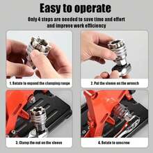 Adjustable Universal Socket Wrench, Manual Multi-Function Universal Socket Tool, Fits 10mm To 19mm Nuts, Compatible With 3/8" Ratchet Torque Wrench - Multiple Styles - View 4