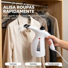 110V/220V Passadeira a Vapor Portátil 800W Vaporizador de Roupas 300ml Aquecimento Rápido Removedor de Rugas - Branco 220V - Visão 4