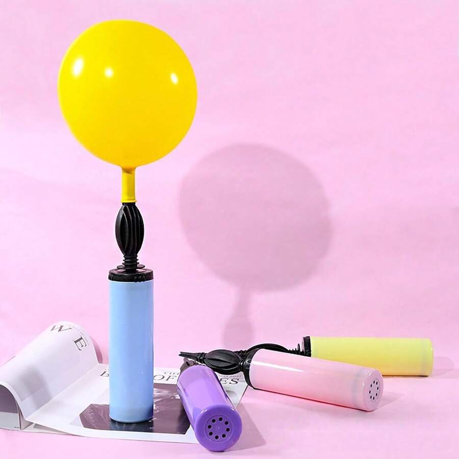 4pcs/1pc,Macaron Multi-Color Dual-Way Air Pump (Random Color), Hand-Push Portable Air Pump, Convenient Inflation Tool For Party Decoration And Home Use, Efficiently Assists Balloon Inflation, Suitable For Party Preparation, Home Inflation, Scene Decoration - A - View 1