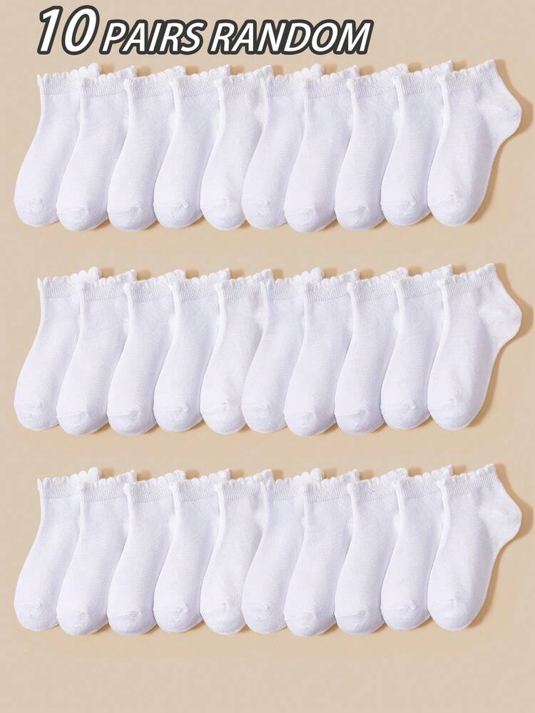 5/10/20/30 Pasang Kaos Kaki Anak Perempuan Musim Semi/Panas, Manset Gelembung Putih dengan Hiasan Renda, Kaos Kaki Perahu Ringan dan Bernapas, Kaos Kaki Modis, Ramah Kulit, Nyaman, Lembut, dan Serbaguna, Cocok untuk Pemakaian Sehari-hari/Hadiah Liburan/Pakaian Kembali ke Sekolah, Warna/Model Acak - Putih - View 8