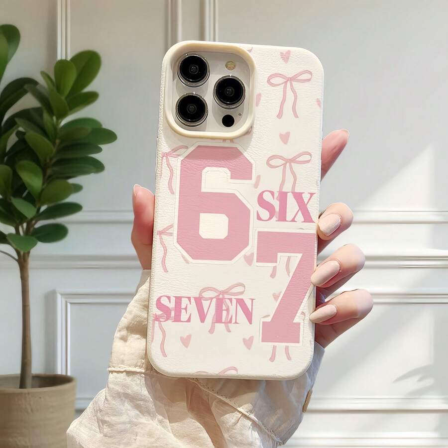 1件 白色磨砂極簡鏡頭保護愛心蝴蝶結 67 圖案手機殼,適用於 iPhone 16 Pro Max/18/17/16/15/14 Plus/13/12/11/Air 及系列 - 彩色 - 查看 1