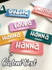 Personalized Pin Badge, Customized Name Tag, Customizable Text/Name, Suitable For Students, Nurses, Teachers And Professionals, Ideal For Back To School, Hospital And Office Settings, Can Be Worn On Uniforms - Multicolor - View 2